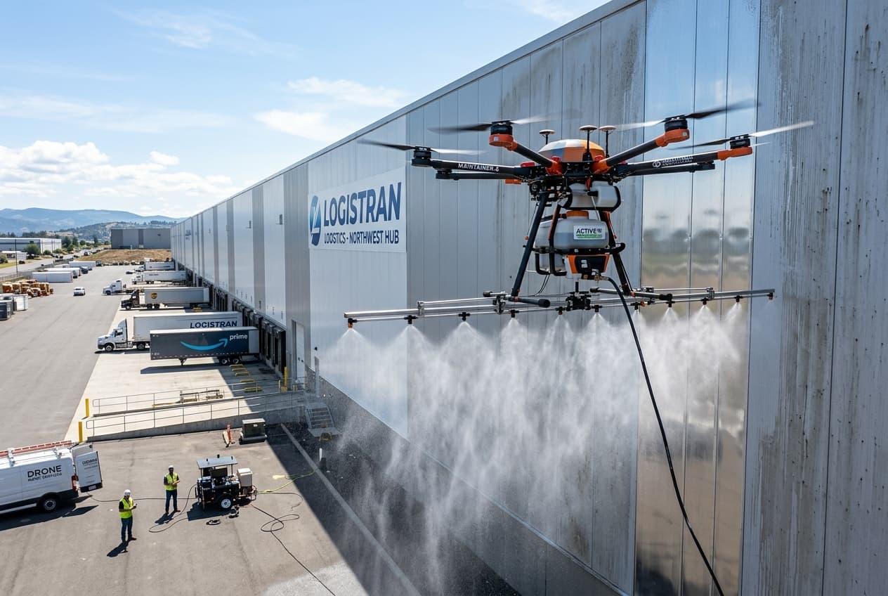 Illustration de Nettoyage de bardage par drone