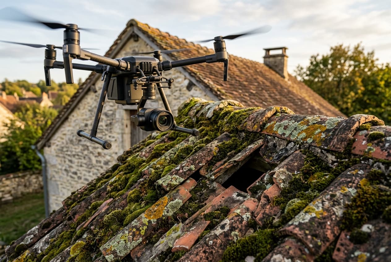 Illustration de Inspection de toiture par drone